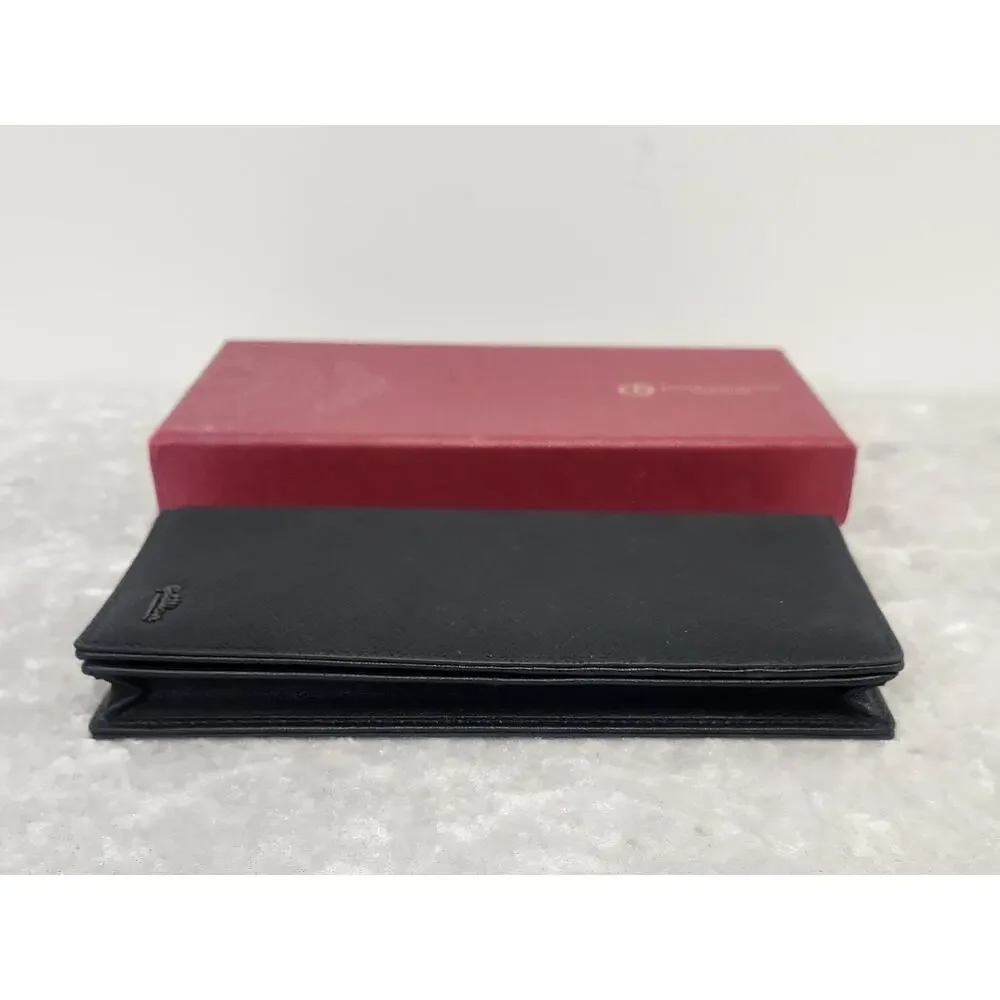 NWT Goldlion Mens Black Soft Lambskin Leather Long Bi-Fold Wallet